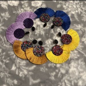 Colorful Beaded Fringe Earrings Set